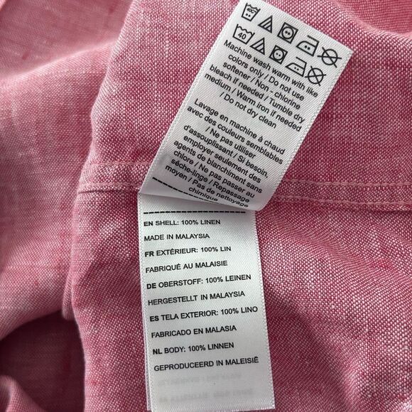 UNTUCKit Red 100% Linen Lightweight Long Sleeve Button Up Shirt Medium Men - Picture 7 of 11